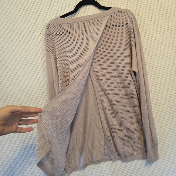 Diadora XL Loose Knit Cashmere Blend Taupe Women's V-Neck Athletic Sweater - Picture 7 of 10